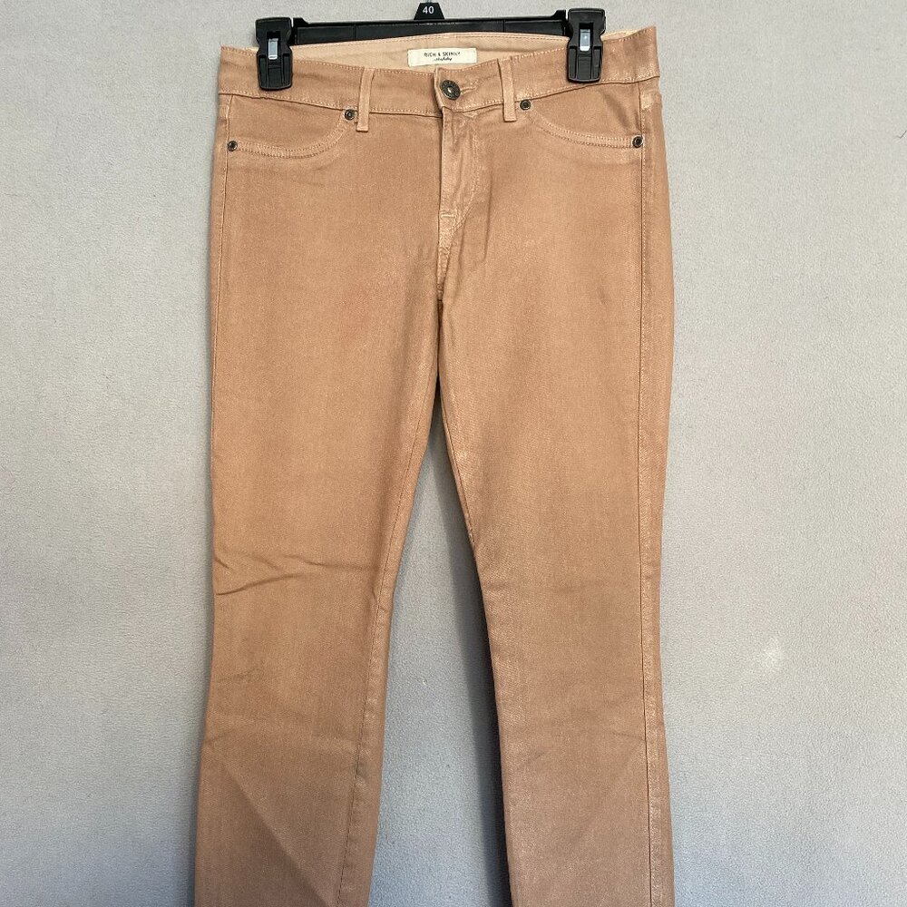 Rich & Skinny Tan Skinny Jeans Womens Size 27 Mid Rise Stretch Denim Made in USA